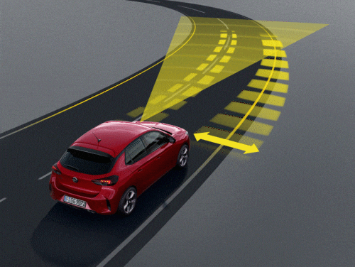 Opel Corsa active lane positioning gif 2022